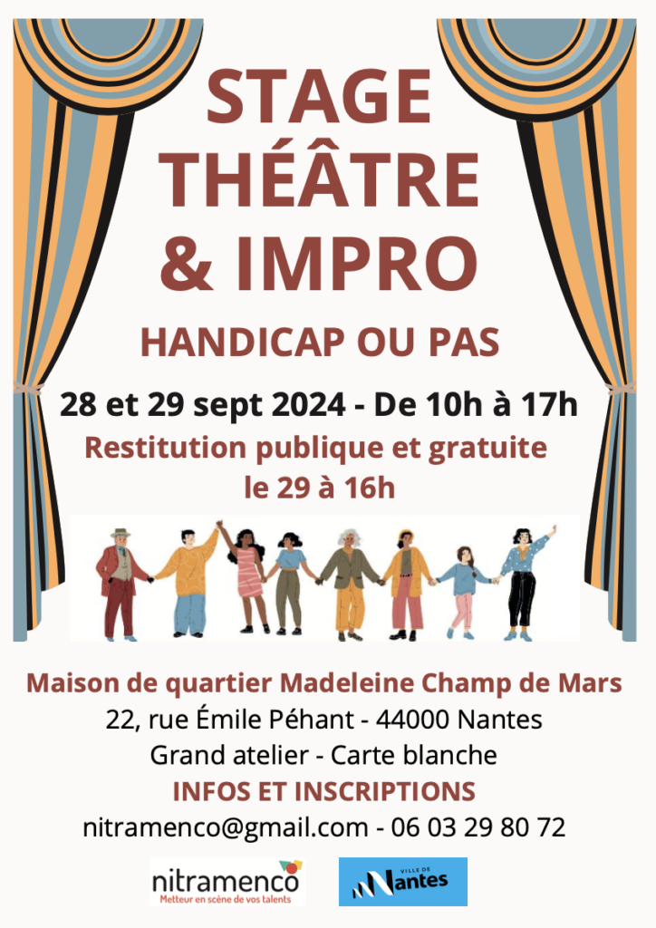 affiche du stage de théâtre et d'improvisation de nitramenco.