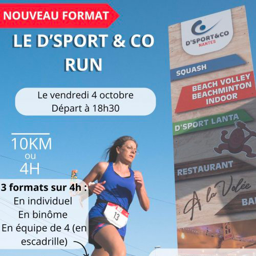 affiche de la course de d'sport & co où on voit une femme en train de courir