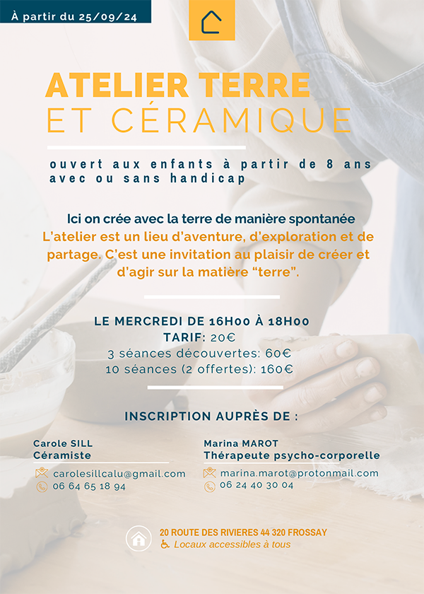 flyer de l'atelier terre et céramique