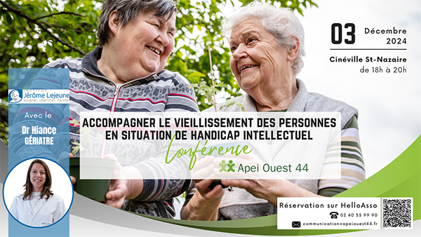 affiche de la conférence Accompagner le vieillissement des personnes en situation de handicap intellectuel le 3 décembre